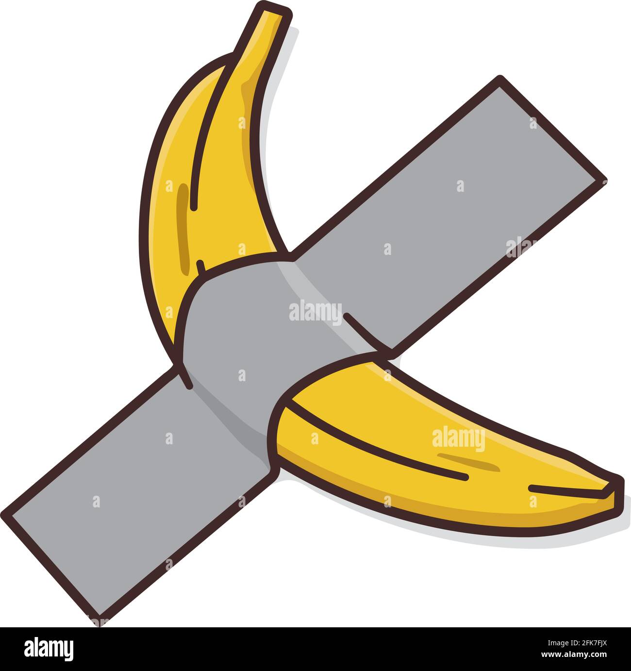 Banane montée au mur avec bande de conduit caricature vecteur isolé illustration pour la Journée de l'absurdité le 20 novembre. Illustration de Vecteur