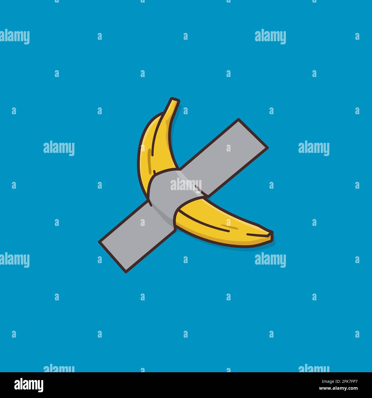 Banane montée au mur avec bande de conduit illustration vectorielle de dessin animé pour la Journée de l'absurdité le 20 novembre. Illustration de Vecteur