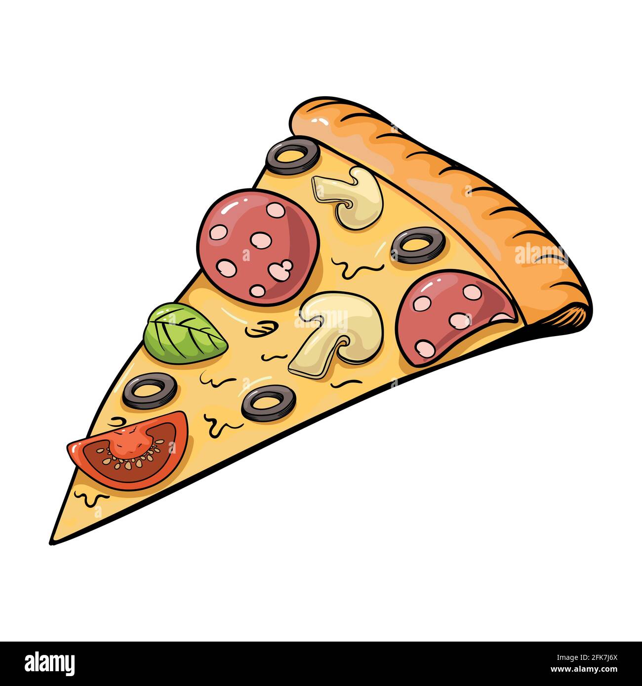 Tranchez pizza mexicaine. Illustration de la gravure de couleur vectorielle vintage pour affiche, menu, boîte. Isolé sur fond blanc. Illustration de Vecteur