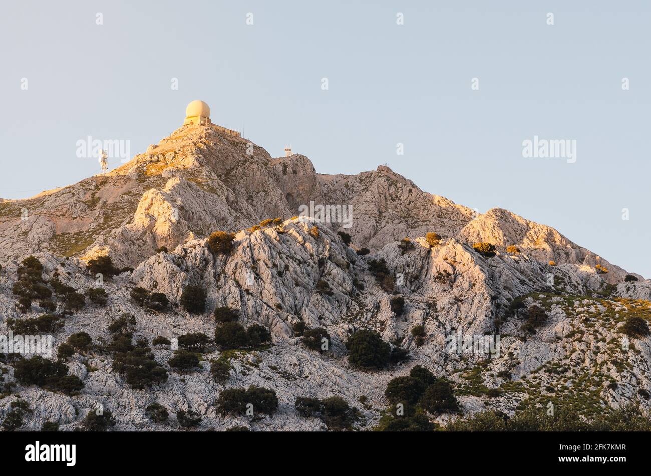 Pic majeur de Puig à Majorque, Espagne. Coucher de soleil sur le sommet de la montagne Banque D'Images