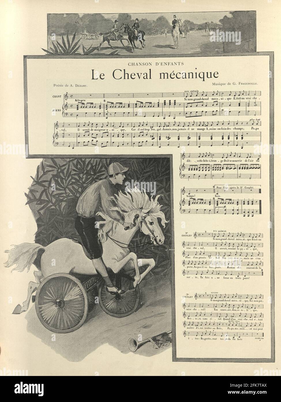 Le Cheval mecanique, le cheval mécanique, feuille de musique victorienne, 1890, 19e siècle Banque D'Images