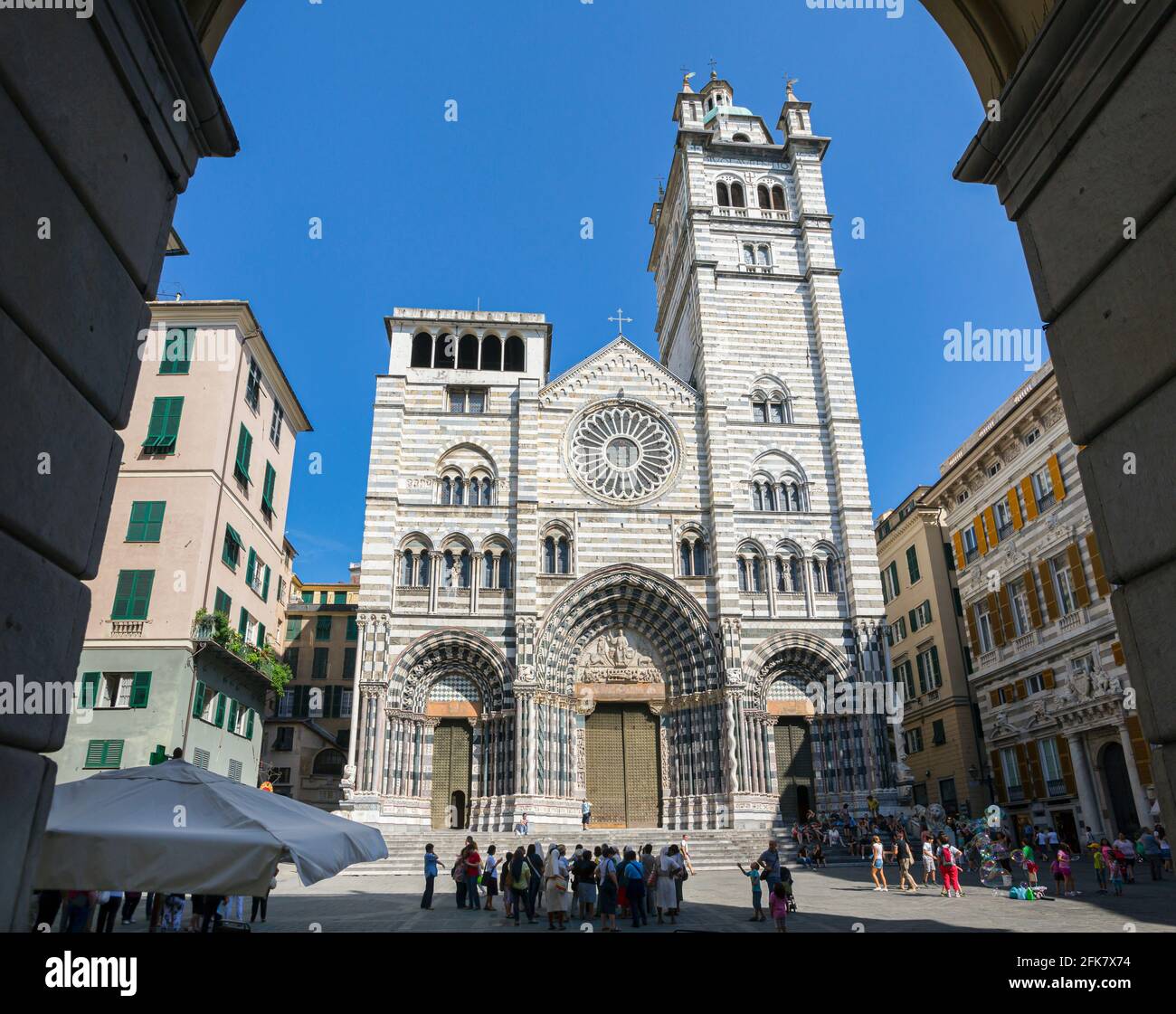 Gênes, Ligurie, Italie. Cathédrale gothique de San Lorenzo. Banque D'Images