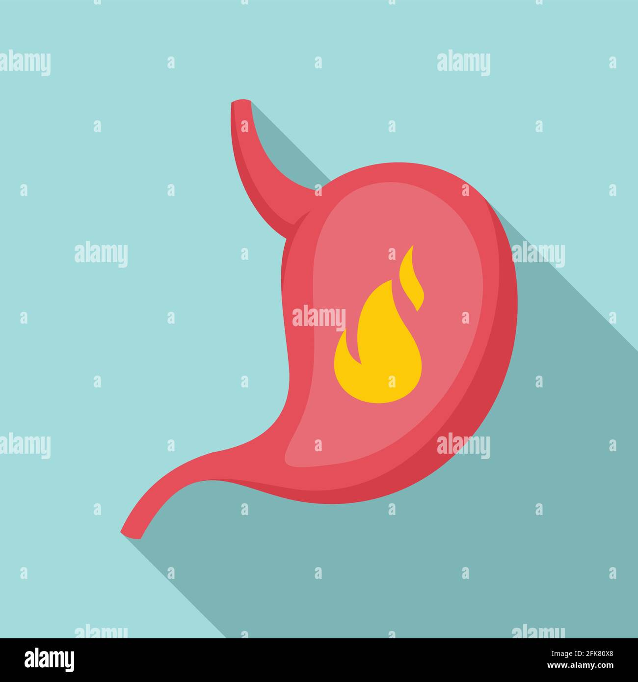 Icône d'estomac de feu, style plat Illustration de Vecteur