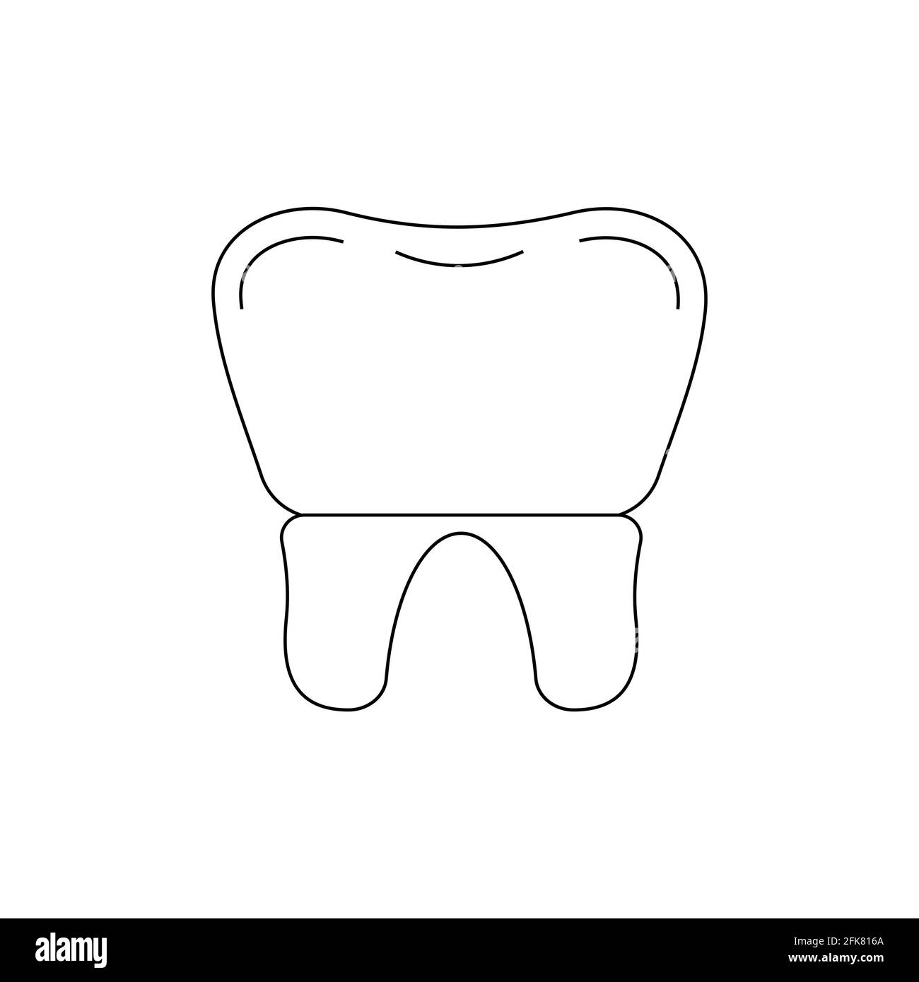 Icône de l'art dentaire de la dent et de la couronne isolée sur fond blanc. Illustration de Vecteur