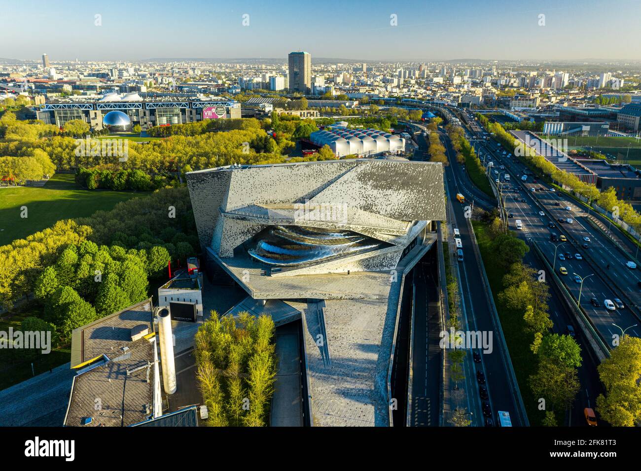 Vue aérienne de la Philharmonie de Paris Banque D'Images