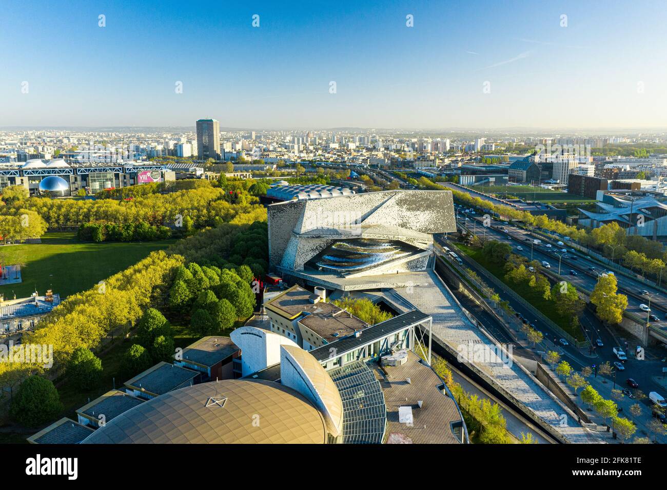 Philharmonie de Paris, prise de vue aérienne avec Drone Banque D'Images