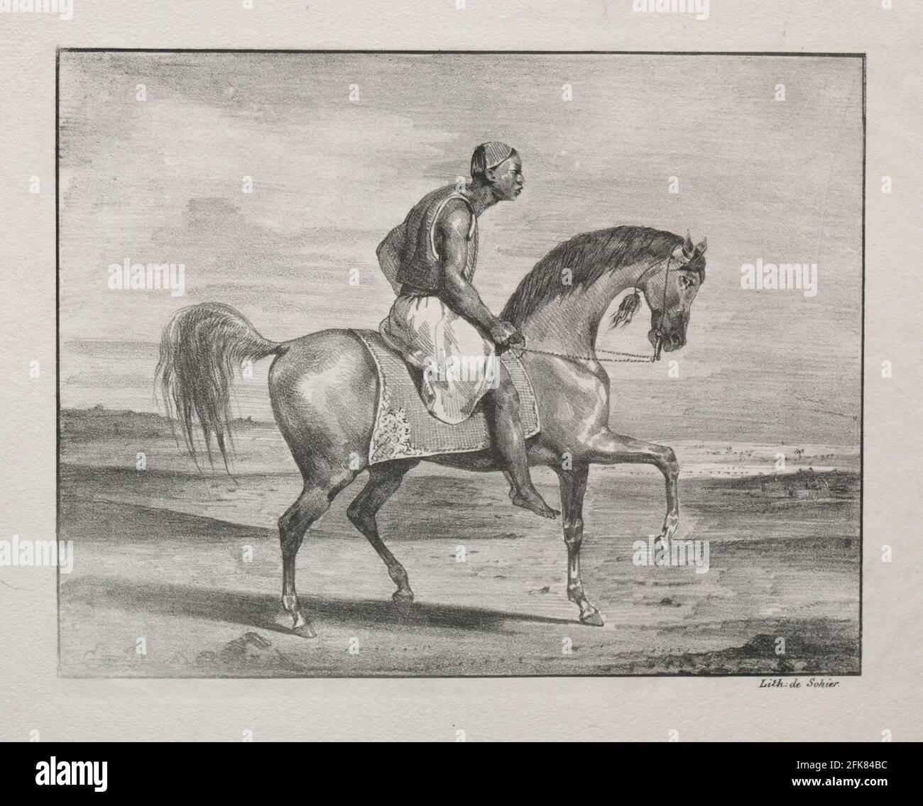 Afrique à cheval 1823 lithographie par Eugène Delacroix (français, 1798-1863) Banque D'Images