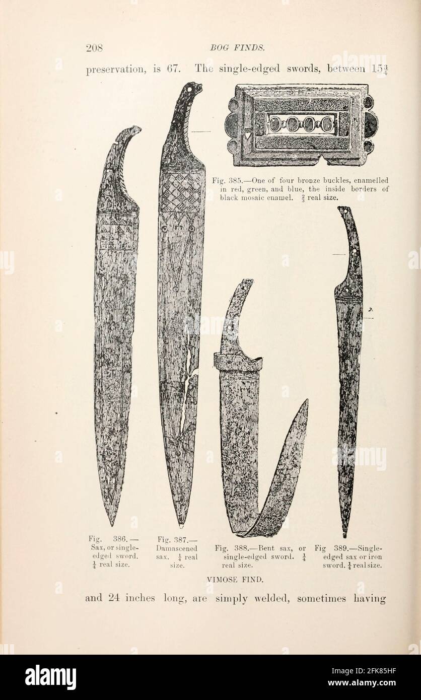 Lames d'épée en fer du livre « l'âge viking : les débuts de l'histoire, des manières et des coutumes des ancêtres des nations anglophones » par du Chaillu, (Paul Belloni), 1835-1903 Date de publication 1889 par les fils de C. Scribner à New York, Banque D'Images