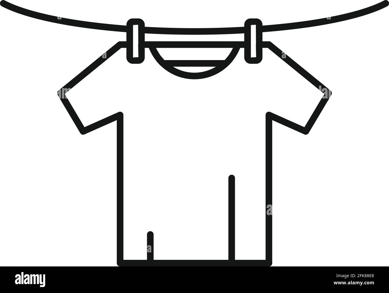 T-shirt sec sur l'icône de fil, style de contour Illustration de Vecteur