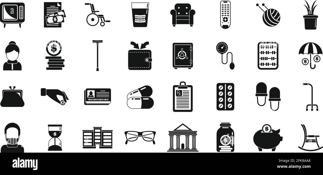 Icônes de retraite ensemble, style simple Illustration de Vecteur