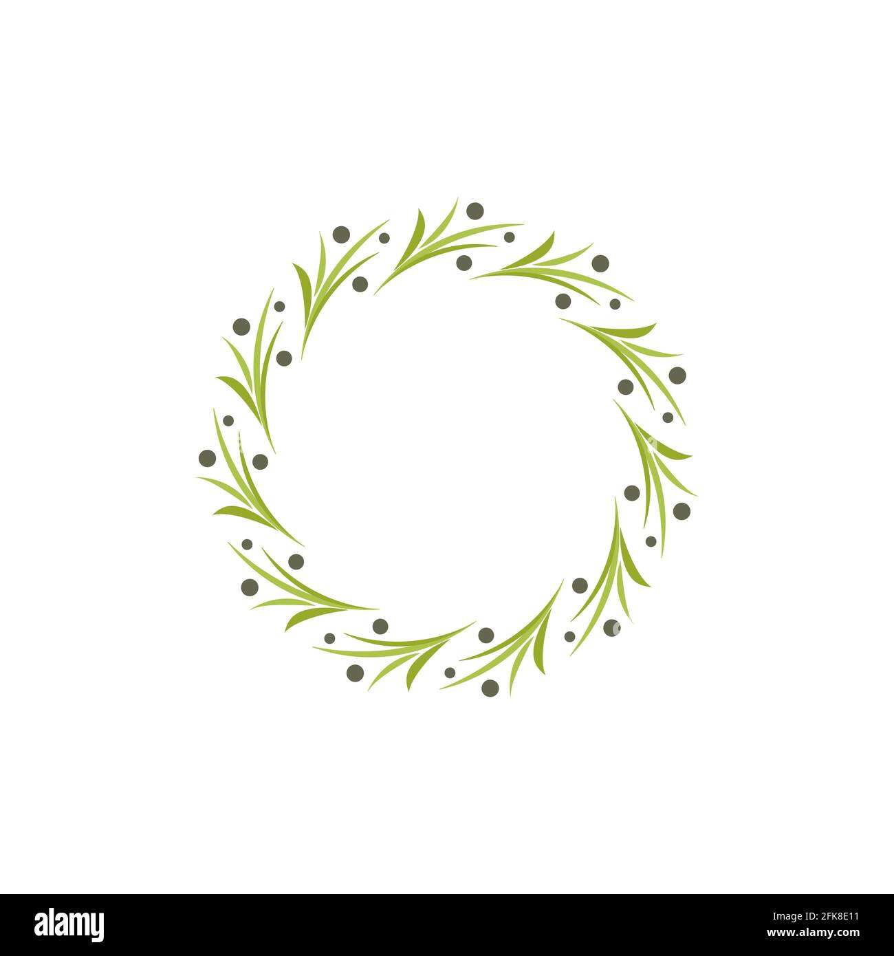 Couronne de brindilles d'olive, de feuilles et de baies. Garland bon pour les cartes de voeux. Illustration Spring Vector isolée sur blanc. ECO, vegan, huile, signe biologique Illustration de Vecteur