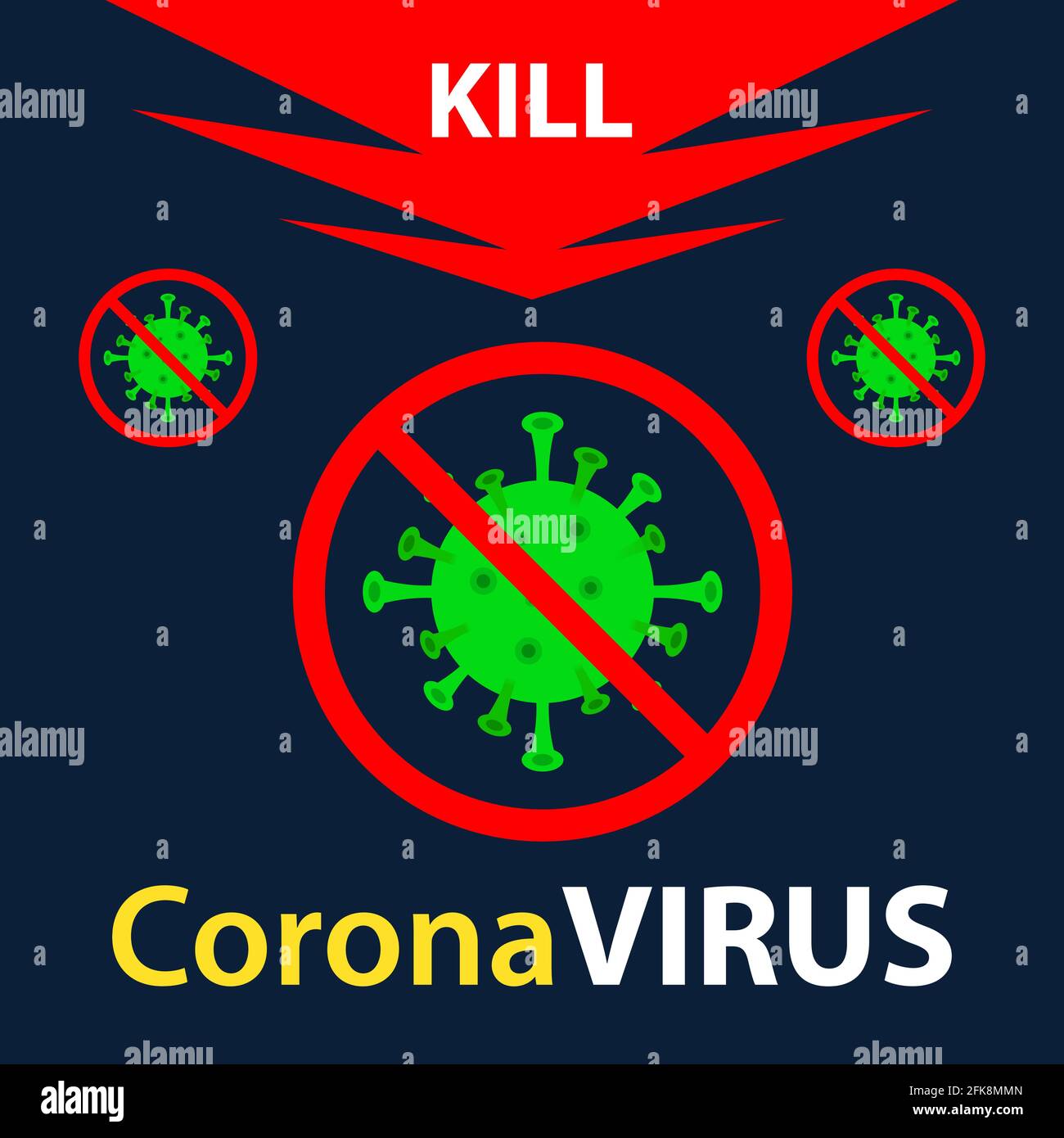 Tuer Corona virus affiche pour les sites Web et les médias sociaux. Restez à la maison Restez en sécurité. Illustration de Vecteur