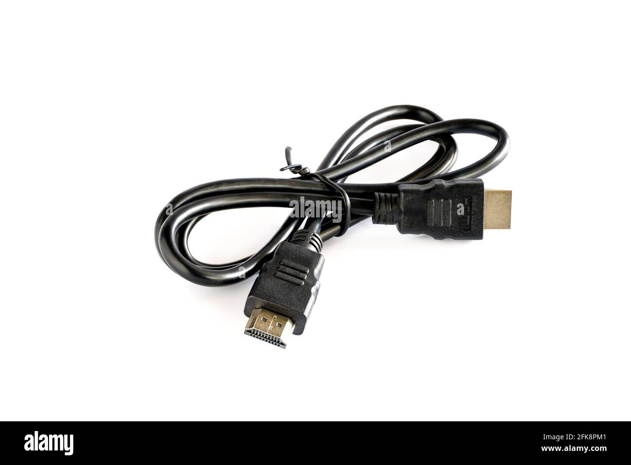 Transfert de technologie de connecteur de câble HDMI, isolé sur fond blanc Banque D'Images