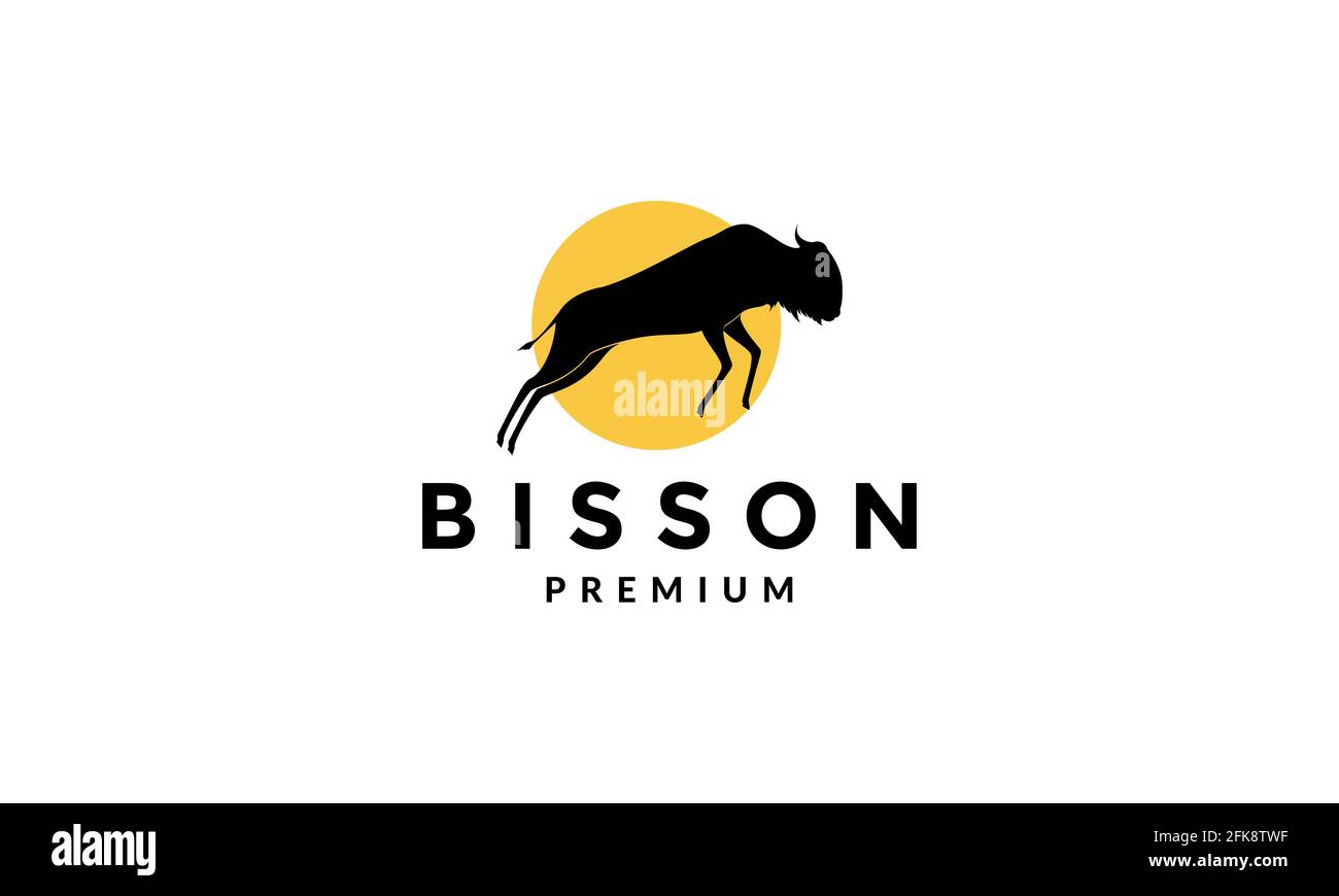 bison saut silhouette logo vecteur symbole icône design illustration graphique Illustration de Vecteur
