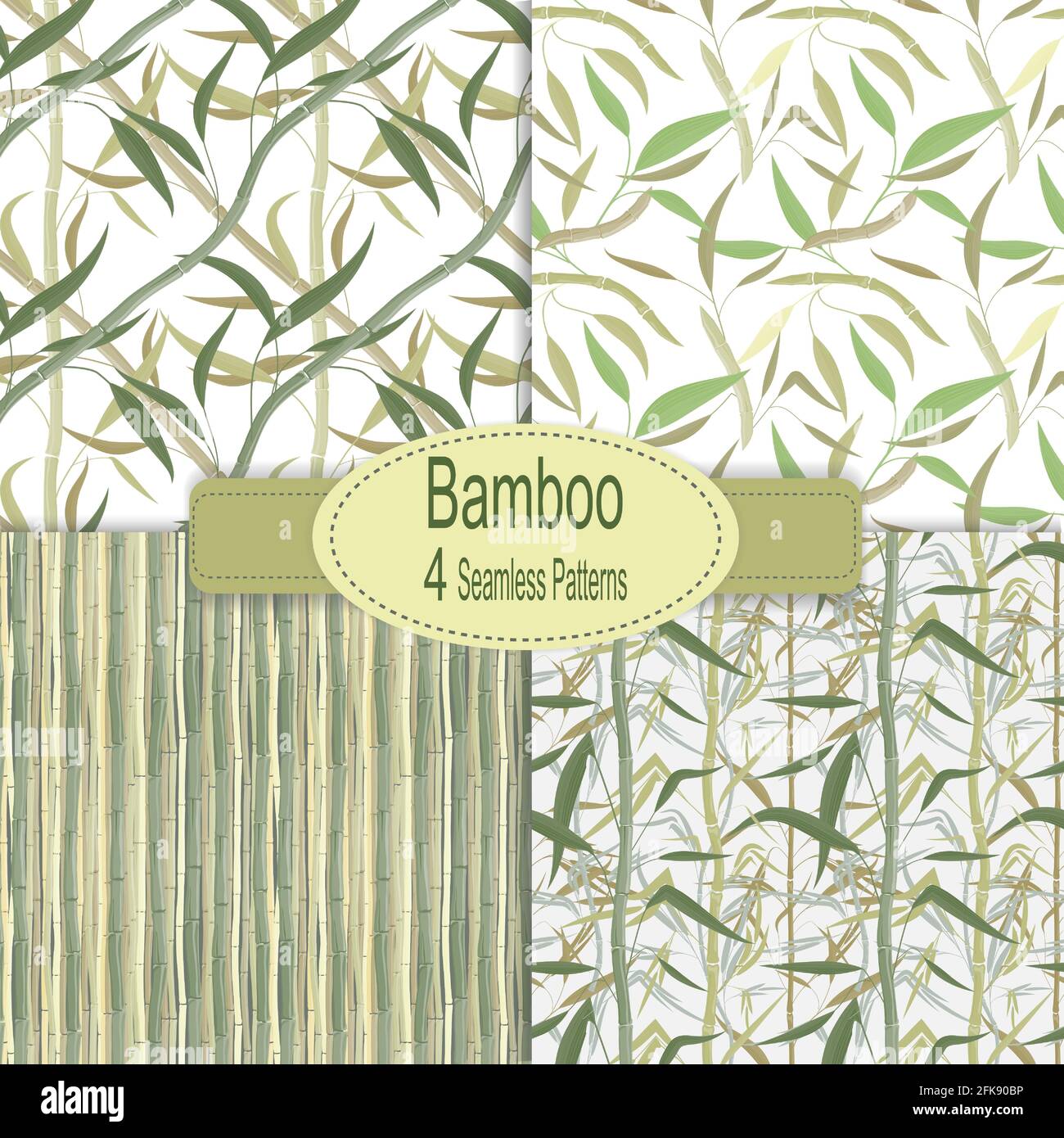 Un ensemble de motifs en bambou sans couture. Une collection de dessins dans un style écologique pour l'impression sur tissu, papier ou décoration. Illustration vectorielle Illustration de Vecteur