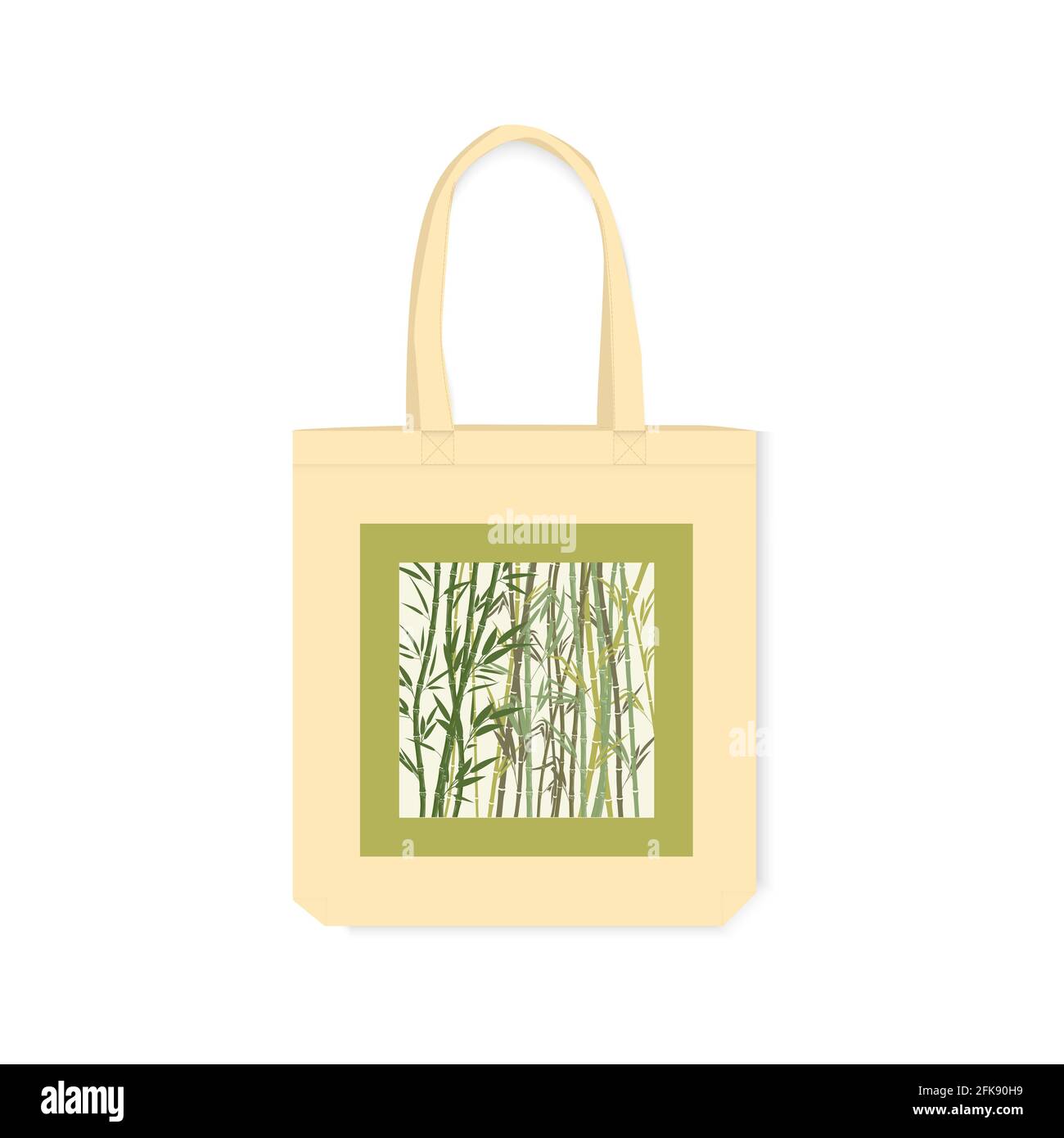 Sac à provisions réutilisable avec imprimé forêt de bambou. Élément d'art décoratif sur un sac en toile dans un style écologique. Illustration vectorielle isolée sur un whi Illustration de Vecteur