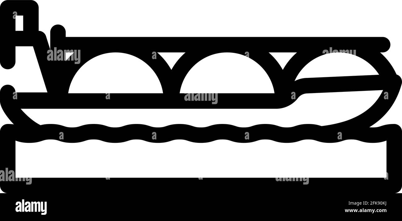 illustration vectorielle de l'icône de la ligne biogaz du navire de transport de gaz Illustration de Vecteur