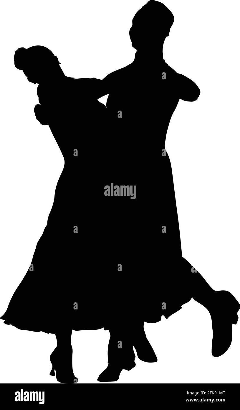 silhouette noire de couple dansant, homme et femme Illustration de Vecteur