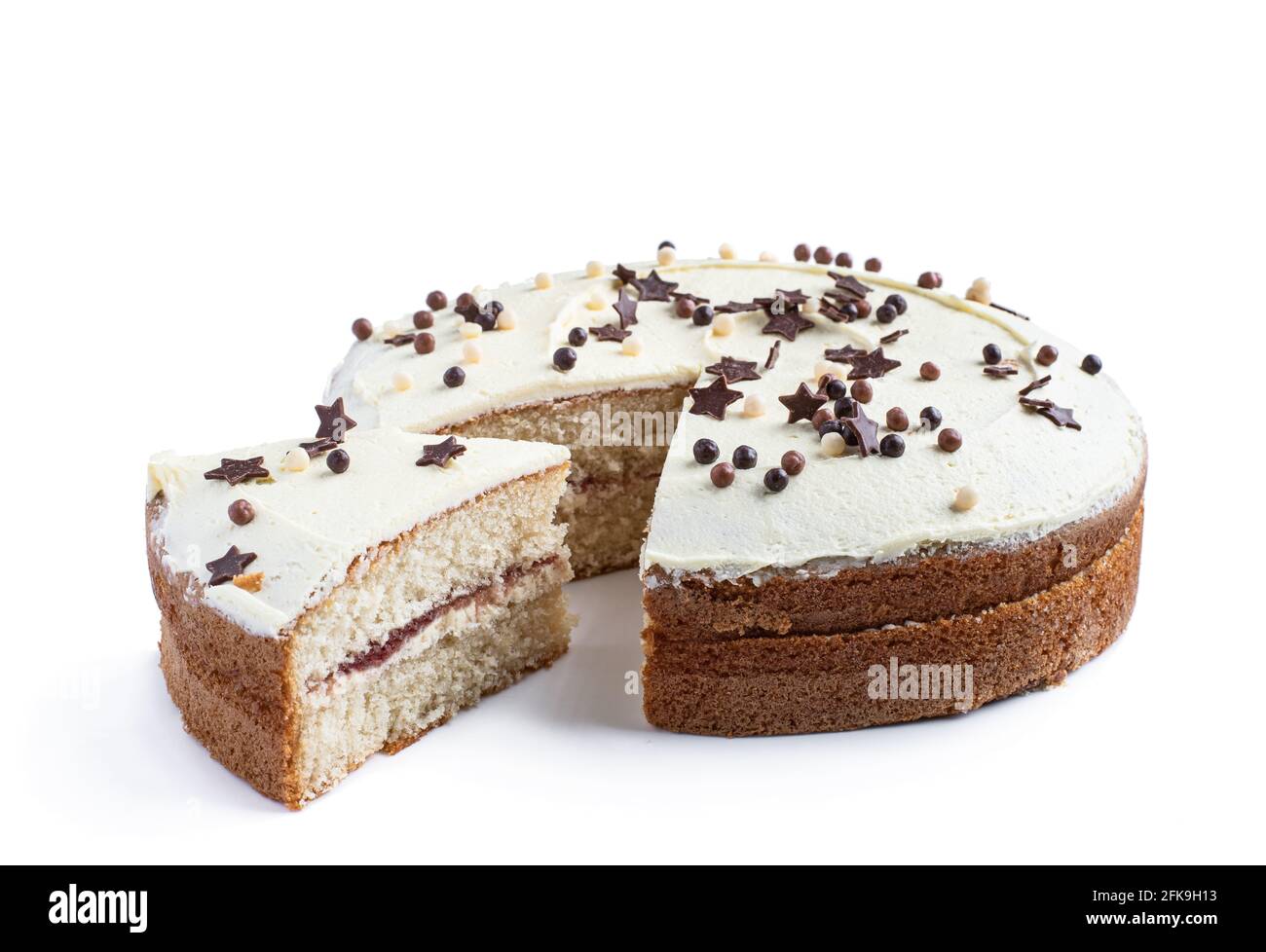 Gâteau de fête de Madère isolé sur blanc Banque D'Images