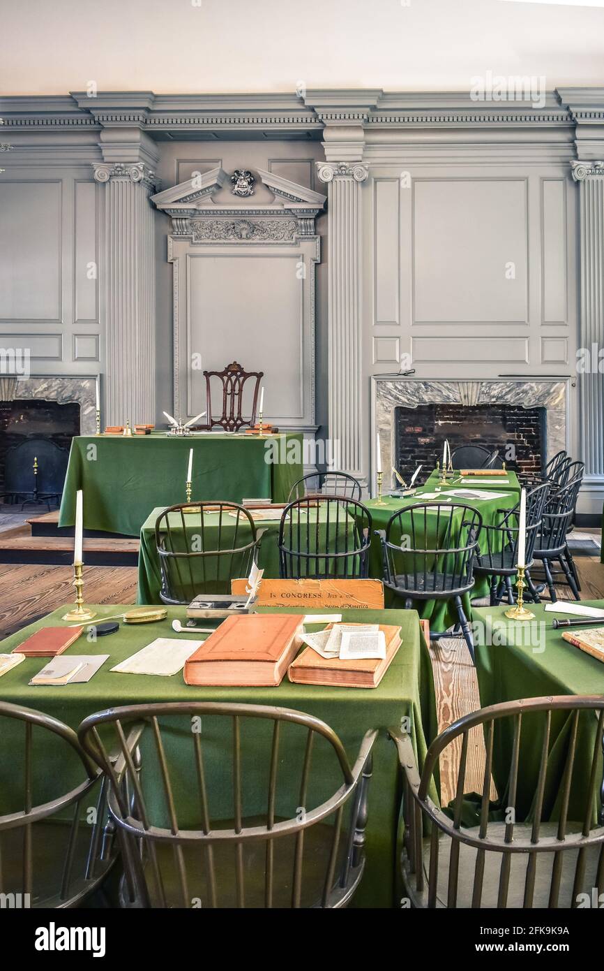 Salle d'assemblée historique à Independence Hall, Philadelphie, Pennsylvanie, États-Unis d'Amérique. 02 Banque D'Images