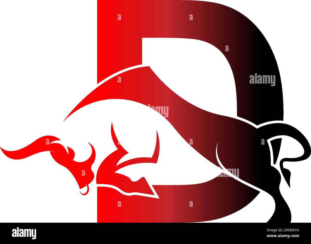 Icône de logo de lettre mixte avec vecteur de modèle de symbole de forme de taureau Illustration de Vecteur