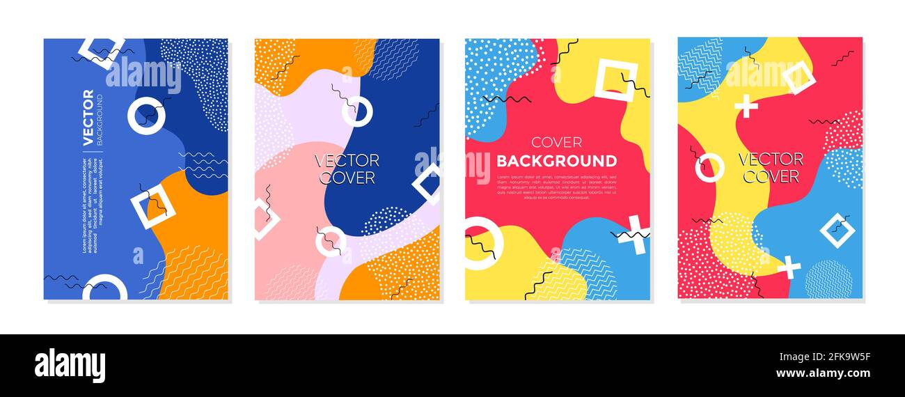 Ensemble de modèles artistiques abstraits. Couvertures universelles pour les rapports annuels, brochures, circulaires, présentations, prospectus, magazines. Illustration de Vecteur