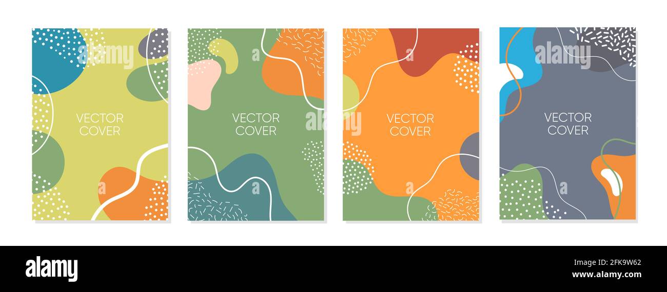 Ensemble de modèles artistiques abstraits. Couvertures universelles pour les rapports annuels, brochures, circulaires, présentations, prospectus, magazines. Illustration de Vecteur