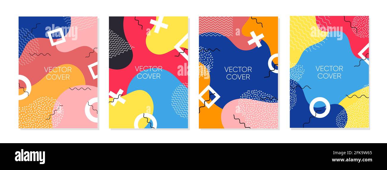 Ensemble de modèles artistiques abstraits. Couvertures universelles pour les rapports annuels, brochures, circulaires, présentations, prospectus, magazines. Illustration de Vecteur