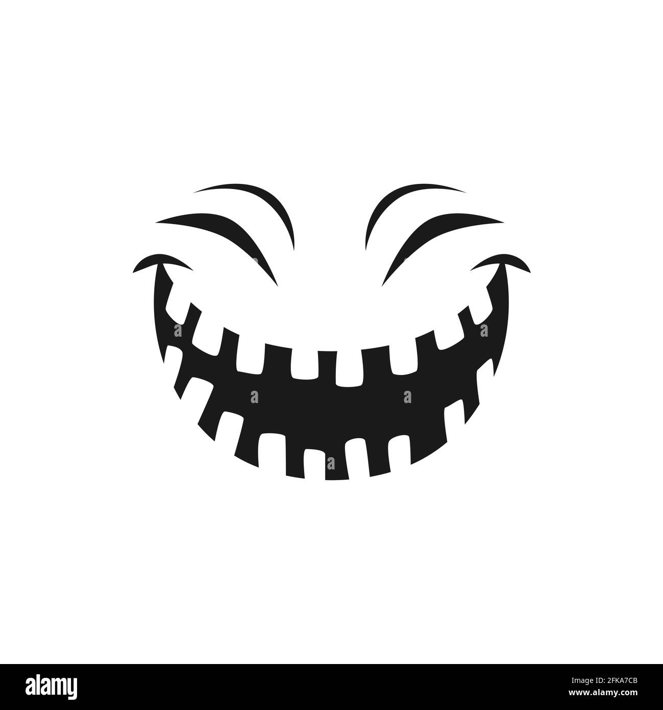 Halloween rire visage icône vecteur, émotion de monstre heureux, drôle de sourire à l'oeil vissé. Emoji positif avec bouche rigole, fantôme, fourmis de cric Illustration de Vecteur