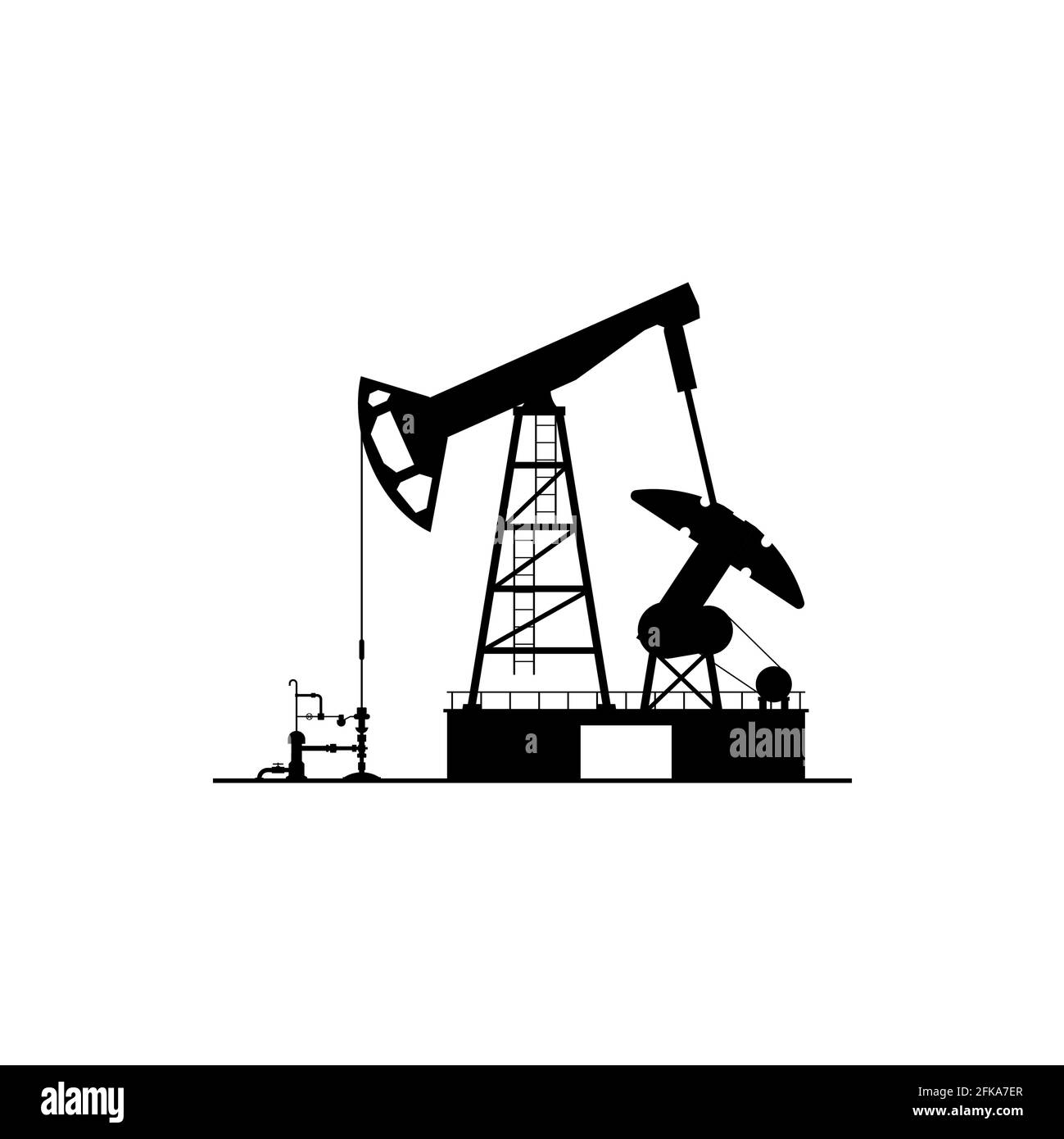 Icône de cric à pompe isolé Silhouette de derrick d'huile. Usine de production d'huile Vector, pompes de forage, station de production de pétrole. Plate-forme chimique, ga Illustration de Vecteur