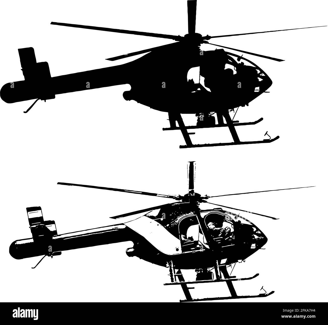 Illustration vectorielle de l'ensemble hélicoptère en noir sur fond blanc Illustration de Vecteur
