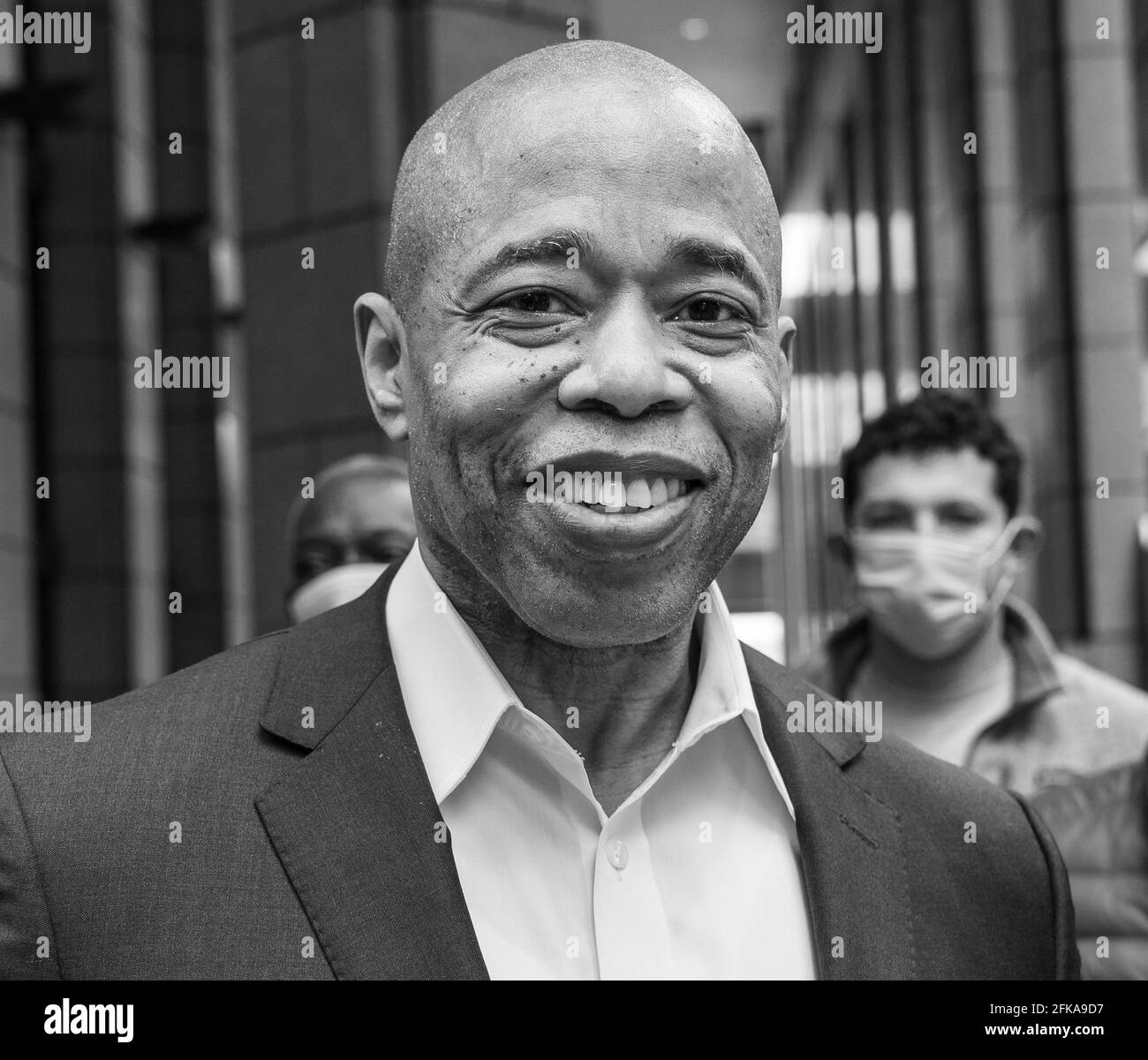 New York, États-Unis. 29 avril 2021. Conférence de presse par le candidat à la mairie et le président du quartier de Brooklyn, Eric Adams, à Lower Manhattan. Eric Adams a proposé comment s'attaquer à la violence des armes à feu dans la ville si élu prochain maire, en ciblant spécifiquement le trafic illégal d'armes à feu dans la ville. La proposition d'Adams inclut la création d'un procureur spécial à l'échelle de la ville pour les armes illégales. (Photo de Lev Radin/Pacific Press) crédit: Pacific Press Media production Corp./Alay Live News Banque D'Images