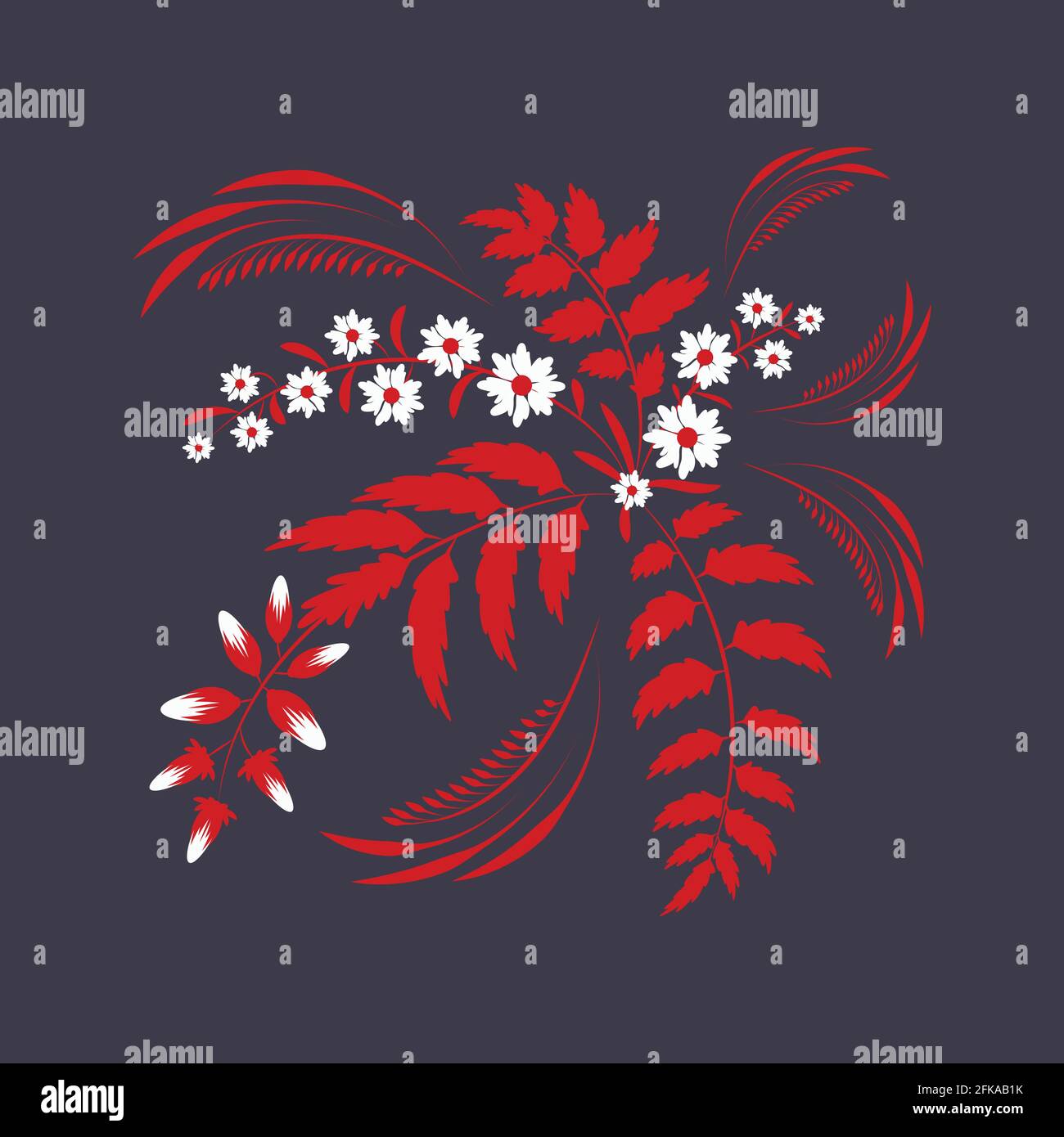 Collection de fleurs avec feuilles, bouquets floraux. Fleurs vectorielles. Imprimé printanier avec éléments botaniques. Joyeuses Pâques. Le style populaire. Affiches pour le sp Illustration de Vecteur