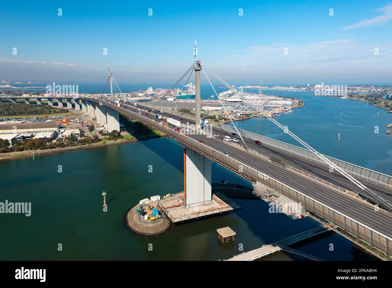 Photo aérienne de West Gate Bridge à Melbourne Banque D'Images