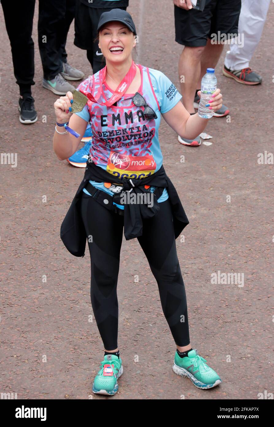 28 avril 2019 - Londres, Angleterre, Royaume-Uni - Virgin London Marathon 2019, Finishing Line, The Mall photo shows: Emma Barton Banque D'Images