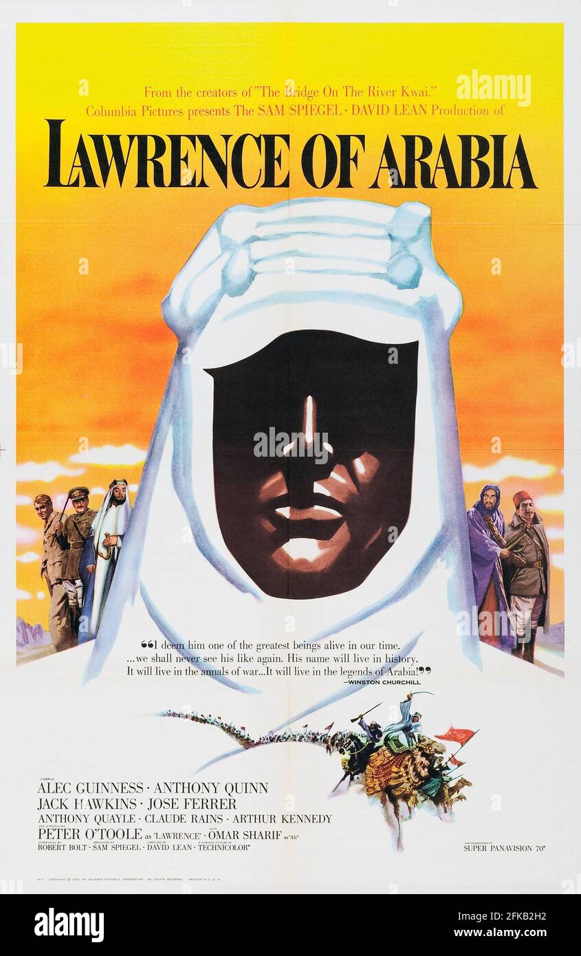 Poster de film : Lawrence d'Arabie est un film dramatique historique épique britannique de 1962 Banque D'Images