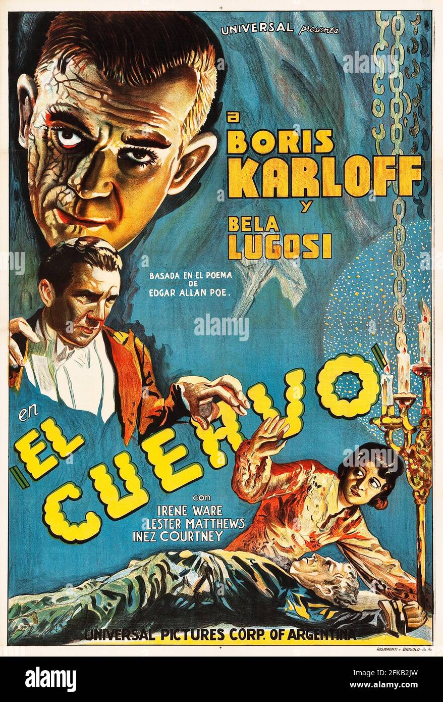 Le Raven est un film d'horreur humoristique américain de 1963 produit et réalisé par Roger Corman. Les stars du film Vincent Price, Peter Lorre et Boris Karloff. Banque D'Images