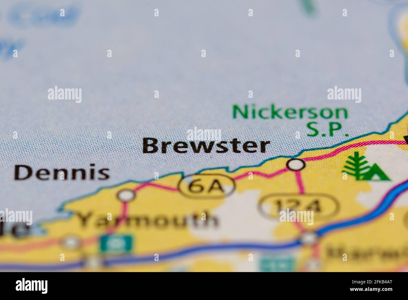 Brewster Massachusetts USA montré sur une carte ou une route de la géographie carte Banque D'Images Brewster Massachusetts USA montré sur une carte ou une route de la géographie carte Banque D'Images