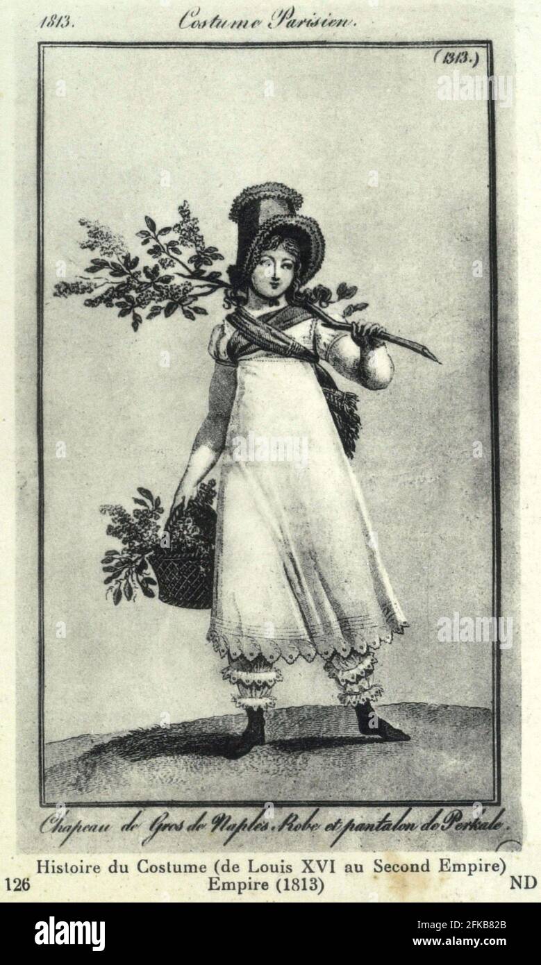 Histoire de l'habillement : vêtements parisiens de Louis XVI au second Empire. Empire 1813 Paris, Fondation Napoléon Banque D'Images