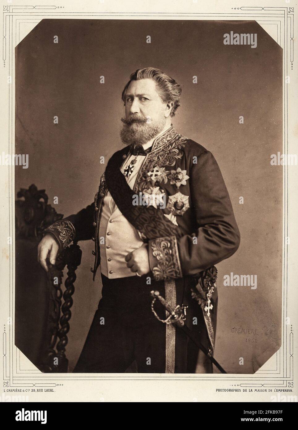 Comte Emilien de Nieuwerkerke, Ministre des Beaux-Arts et Chambellan honoraire de l'Empereur. 1811-1892 Photographie (1861) de Léon Crémière, photographe de l'empereur. Fait partie d'un portfolio de 40 portraits documentant des figures éminentes du second Empire Paris, la Fondation Napoléon Banque D'Images