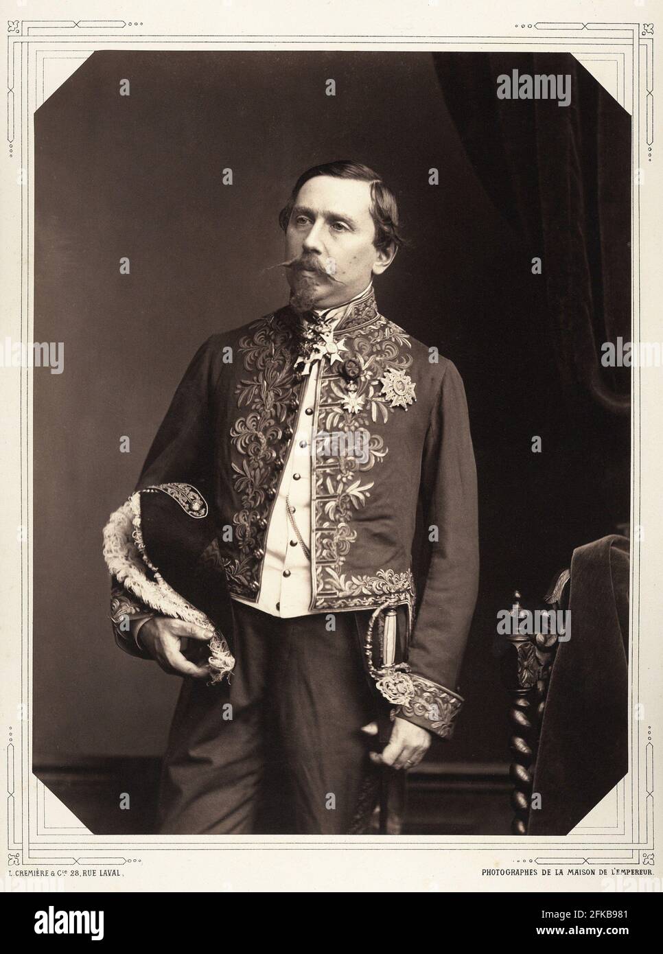 Comte Philippe Antoine d'Ornano, Chamberlain de l'empereur. 1784-1863 Photographie de Léon Crémière, photographe à l'empereur. Fait partie d'un portfolio de 40 portraits documentant des figures éminentes du second Empire. Paris, Fondation Napoléon Banque D'Images