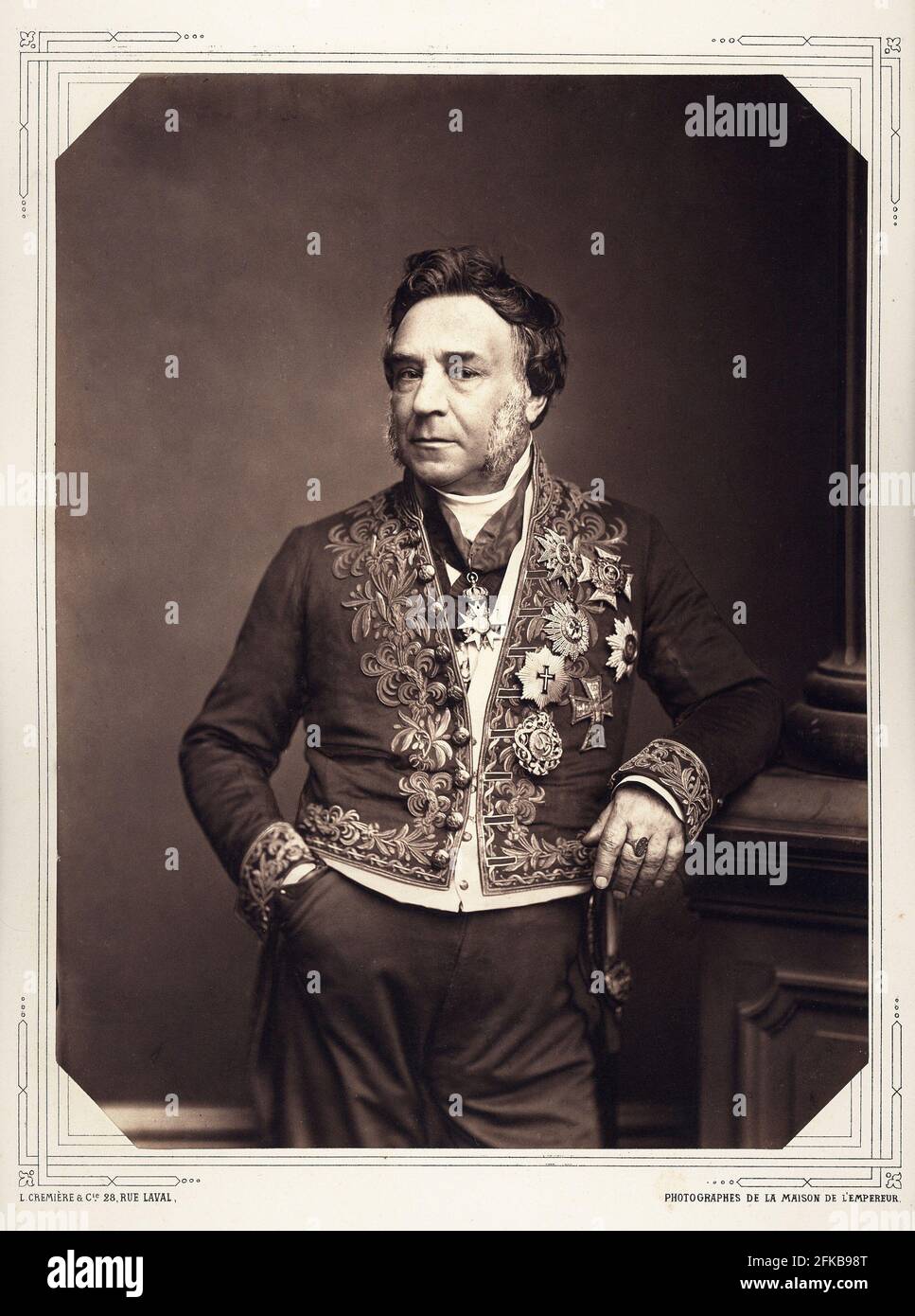 Baron Félix-Sébastien Feuillet de Conches, Maître de cérémonies et chargé des relations étrangères (s'occupant spécifiquement des ambassadeurs étrangers) 1798-1887 Photographie de Léon Crémière, photographe de l'empereur. Fait partie d'un portfolio de 40 portraits documentant des figures éminentes du second Empire. Paris, Fondation Napoléon Banque D'Images