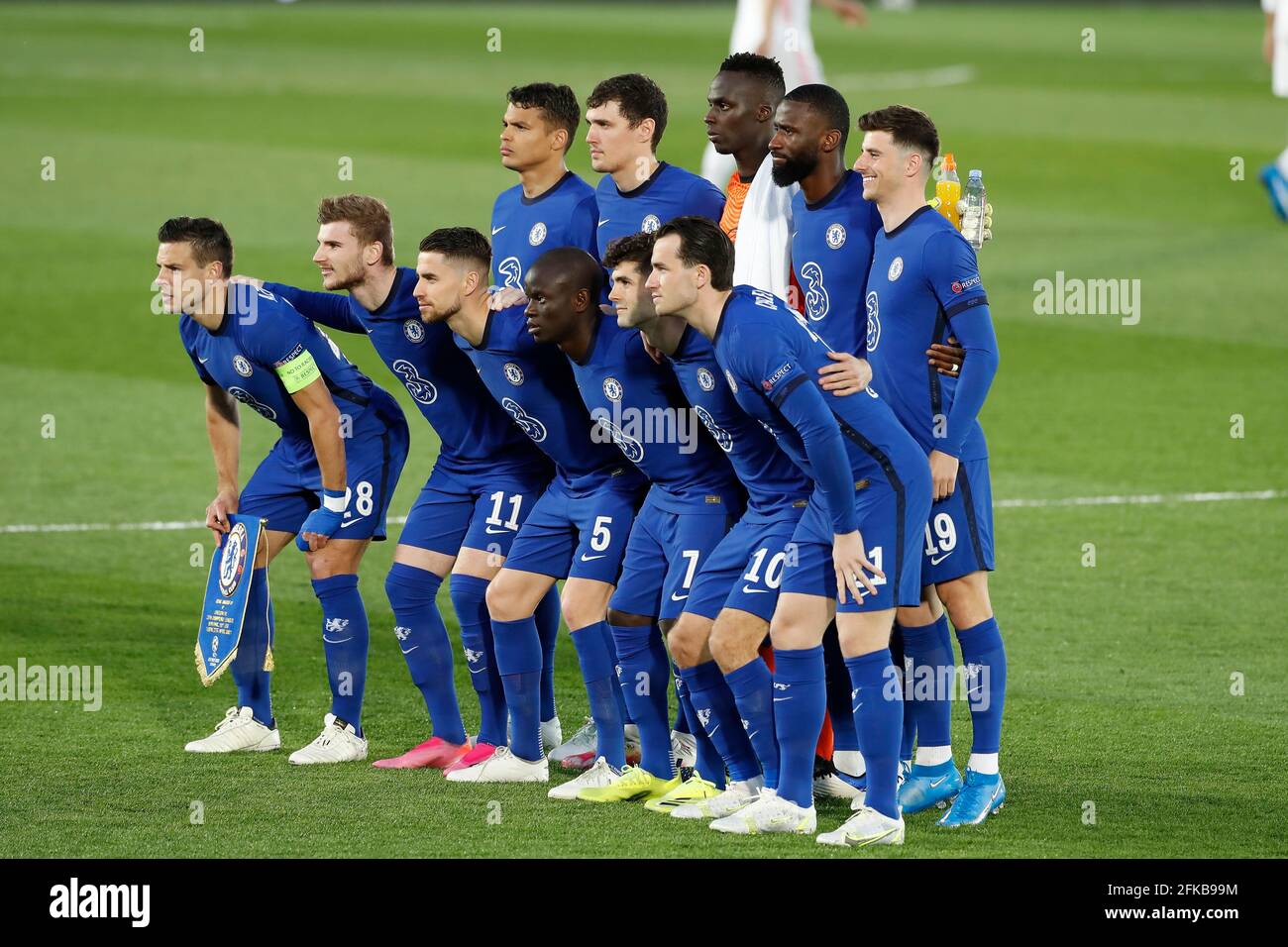 Madrid, Espagne. 27 avril 2021. Groupe d'équipes de Chelsea (Chelsea) football/Soccer : UEFA Champions League demi-finales 1er match entre Real Madrid CF 1-1 Chelsea FC à l'Estadio Alfredo Di Stefano à Madrid, Espagne . Crédit: Mutsu Kawamori/AFLO/Alay Live News Banque D'Images Madrid, Espagne. 27 avril 2021. Groupe d'équipes de Chelsea (Chelsea) football/Soccer : UEFA Champions League demi-finales 1er match entre Real Madrid CF 1-1 Chelsea FC à l'Estadio Alfredo Di Stefano à Madrid, Espagne . Crédit: Mutsu Kawamori/AFLO/Alay Live News Banque D'Images