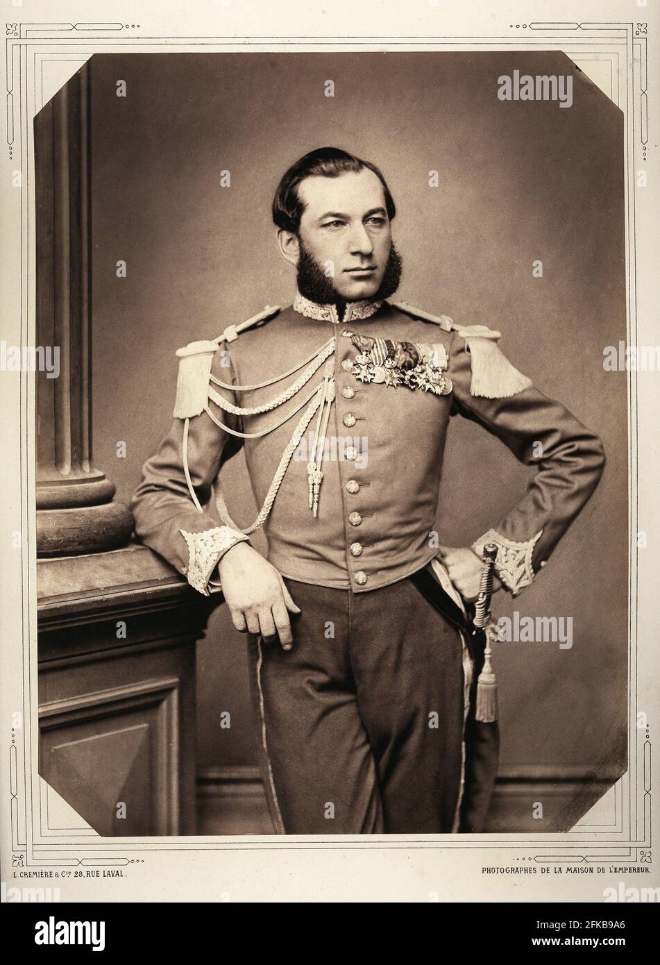 Ferdinand Alphonse Hamelin, lieutenant naval et officier d'artillerie de l'empereur. 1796-1864 Photographie de Léon Crémière, photographe à l'empereur. Fait partie d'un portfolio de 40 portraits documentant des figures éminentes du second Empire. Paris, Fondation Napoléon Banque D'Images