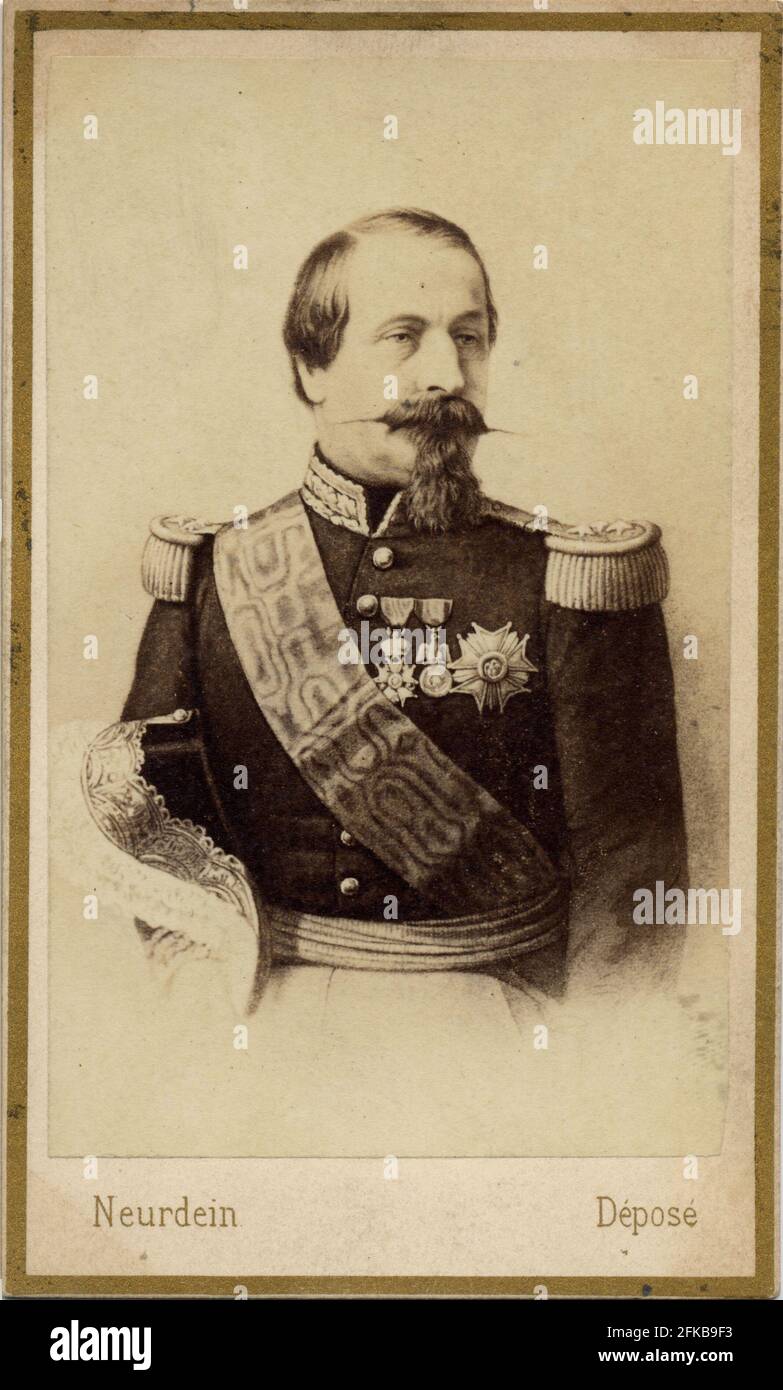 Charles-Louis-Napoléon Bonaparte (Napoléon III) (1808-1873). Président de la République de 1848 à 1851 et empereur de 1851 à 1870. Photographie de Neurdein. Paris, Fondation Napoléon Banque D'Images