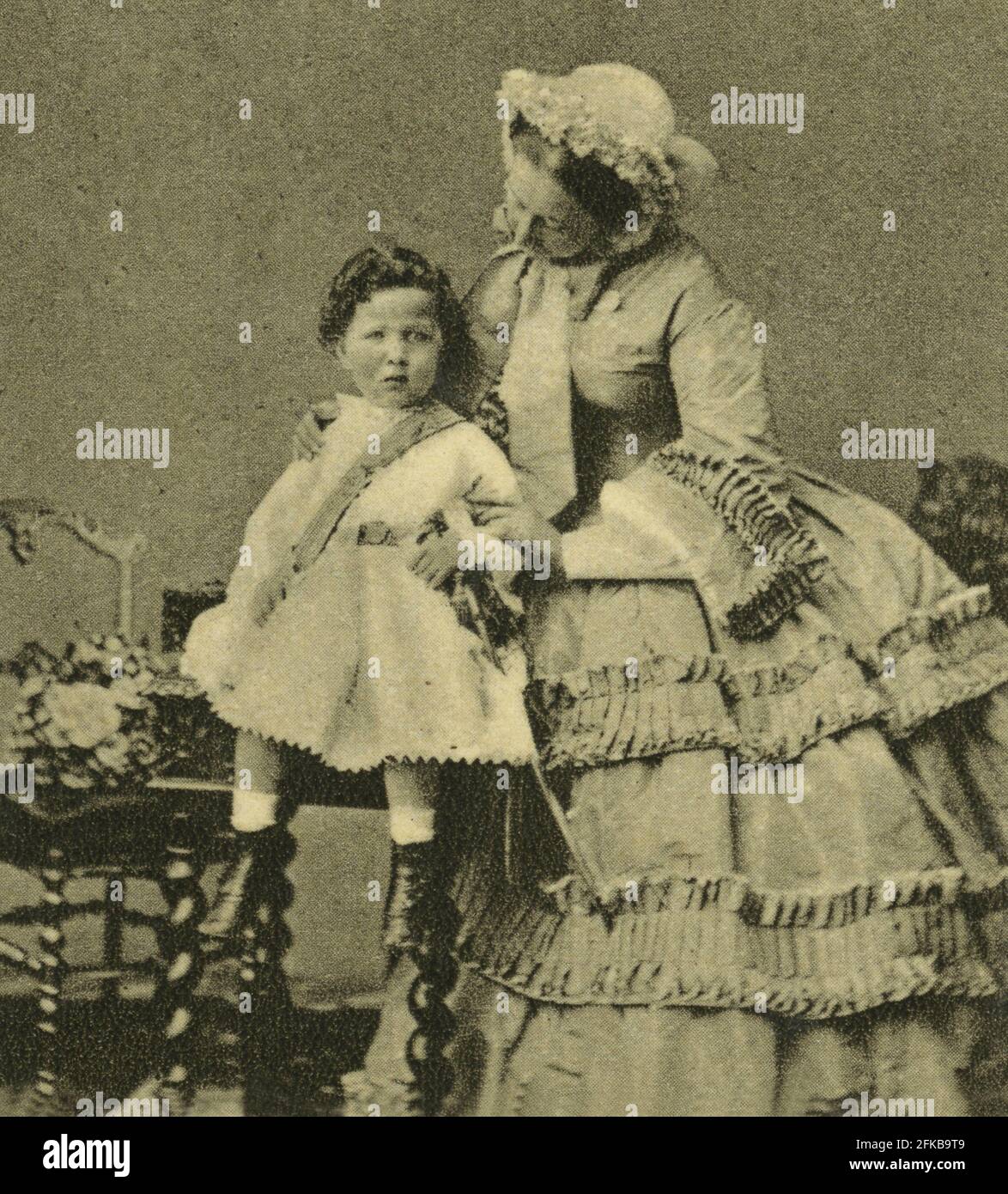 Eugénie, impératrice des Français (1826-1920) et son fils Louis Napoléon Eugène Jean Joseph Bonaparte (1856-1879). Banque D'Images