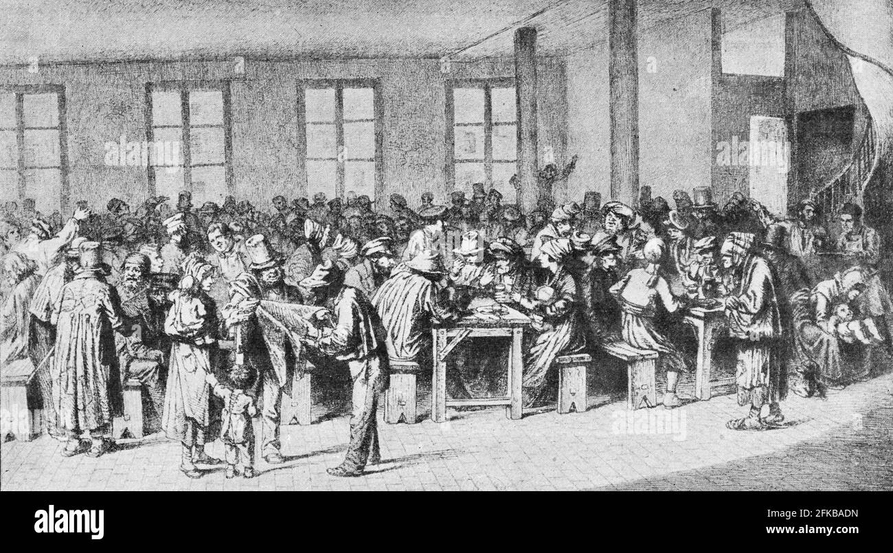 La Californie à Montparnasse, Paris. Construit en bois, il était censé ressembler à peu près aux cabanes de pionners dans l'Ouest. La Californie était un immense restaurant bon marché qui servait des centaines de personnes tous les jours. La région n'était pas encore développée et hors des murs de Paris. D'une gravure de L. Flameng. Dans : Louis Barron, Paris Pittoresque 1800-1900. La vie - les Moeurs - les plaisir, Paris, Société française d'Editions d'Art L.-Henry Mai 1899. Banque D'Images