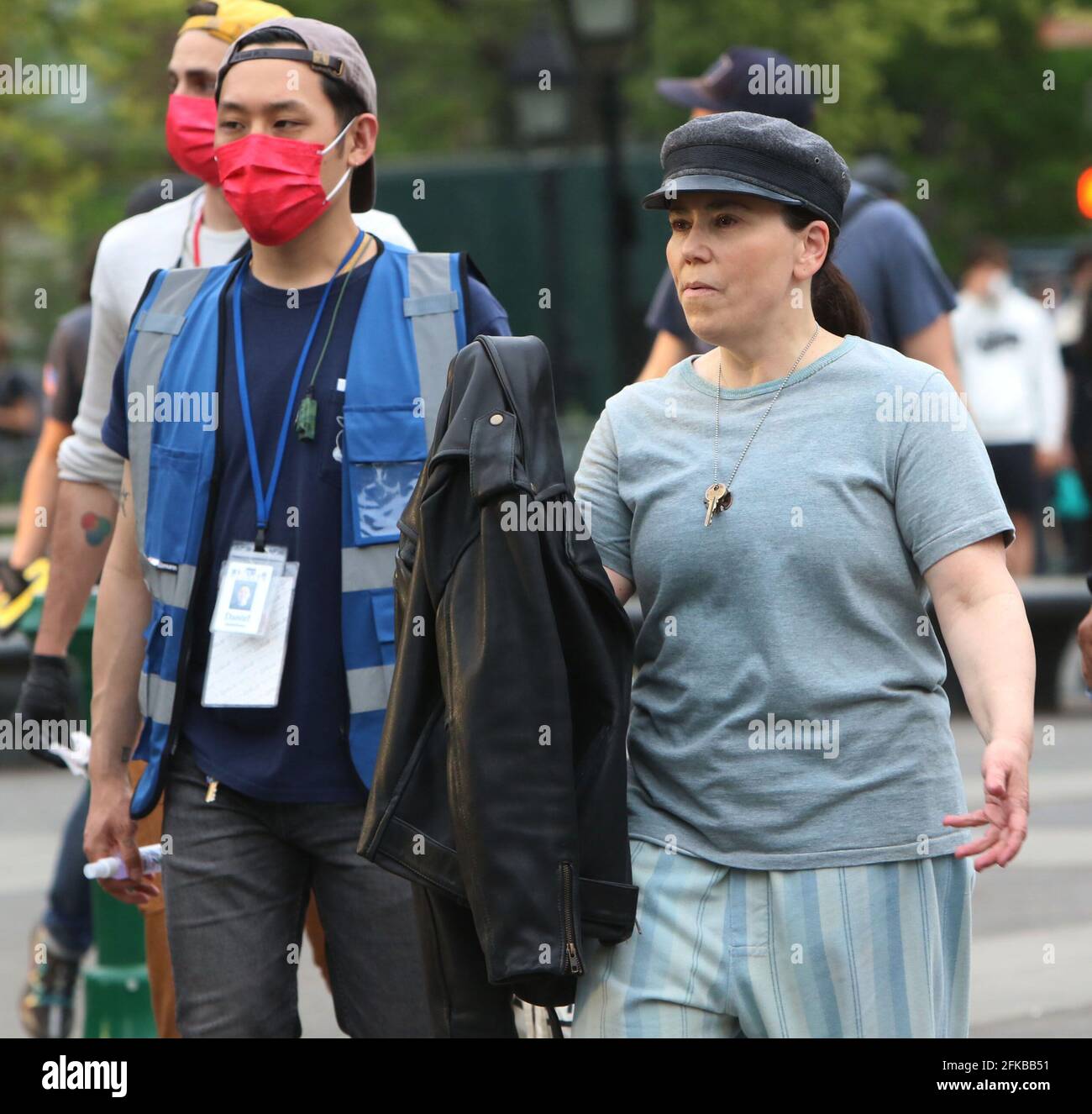 New York, NY, États-Unis. 29 avril 2021. Alex Borstein sur le décor de la merveilleuse Mme Maisel au Washington Square Park à New York le 29 avril 2021 crédit: RW/Media Punch/Alamy Live News Banque D'Images