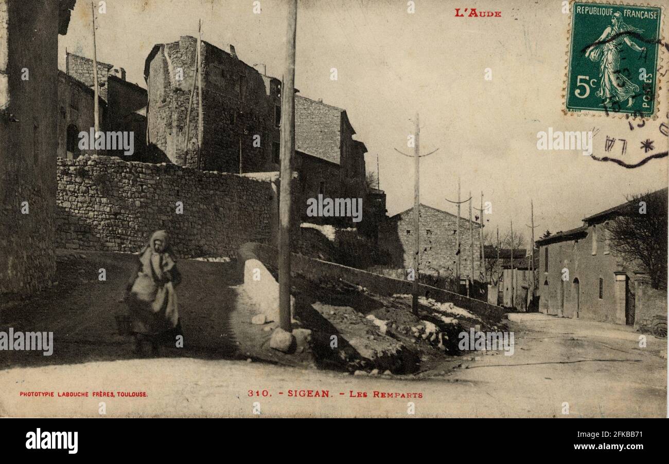 SIGEAN. Département français : 11 - Aude Postcard fin du XIXe siècle - début du XXe siècle Banque D'Images