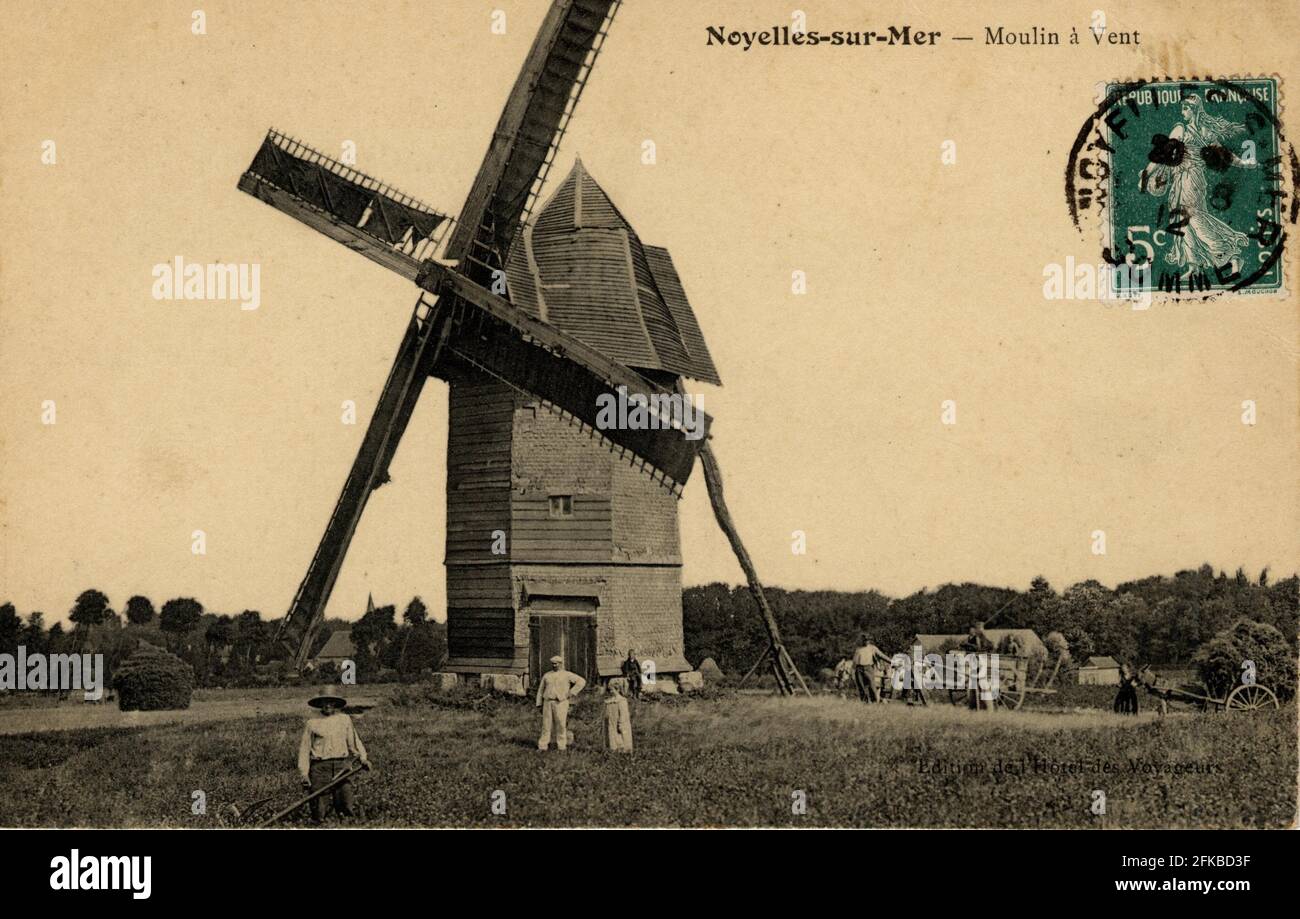 Moulin à Noyelles sur Mer 80-SOMME région: Hauts-de-France (anciennement Picardie) début du XXe siècle carte postale ancienne Banque D'Images